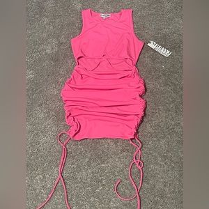 Pink midi cutout body-con dress